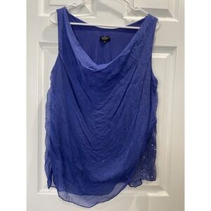 HTrend‎ Silk Cowl Neck Sleeveless Sequin Tank Top Made in Italy M